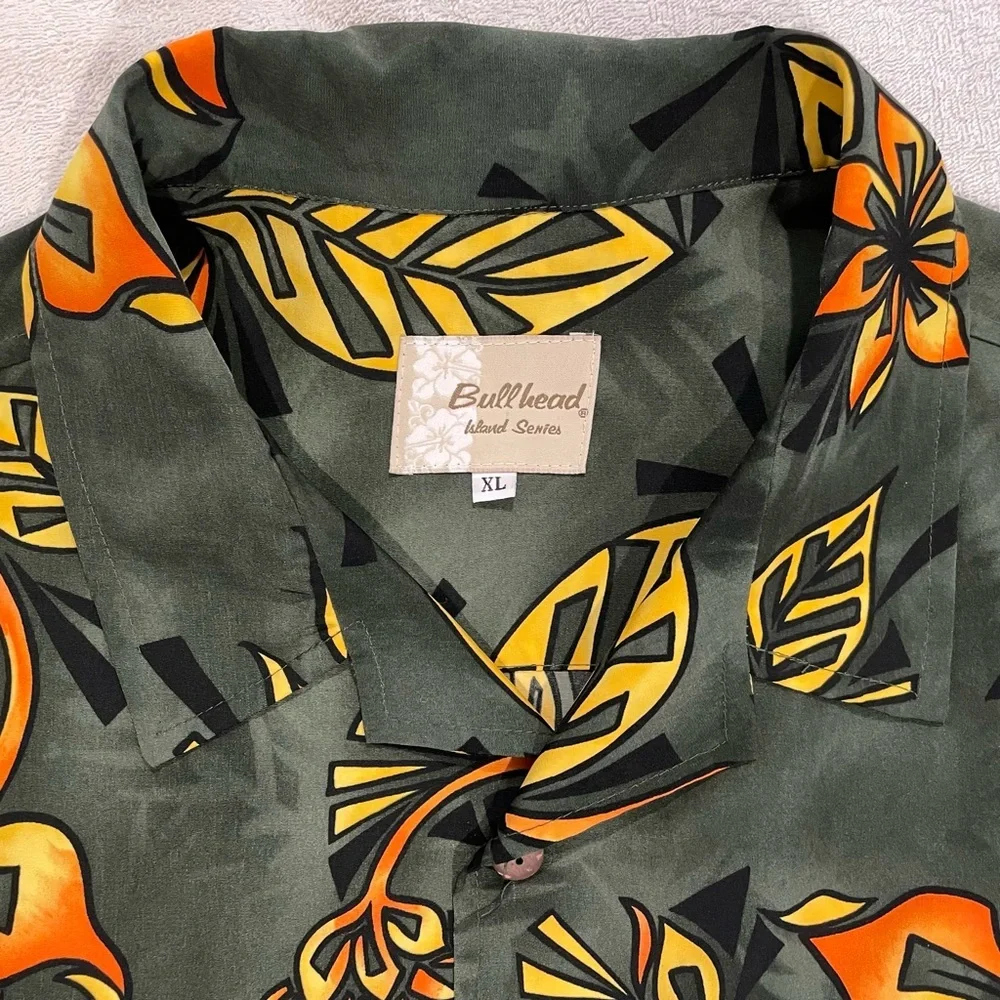 Bullhead Hawaiian Shirt Mens XL Island Series Tropical Flowers Floral Hibiscus - Picture 3 of 4